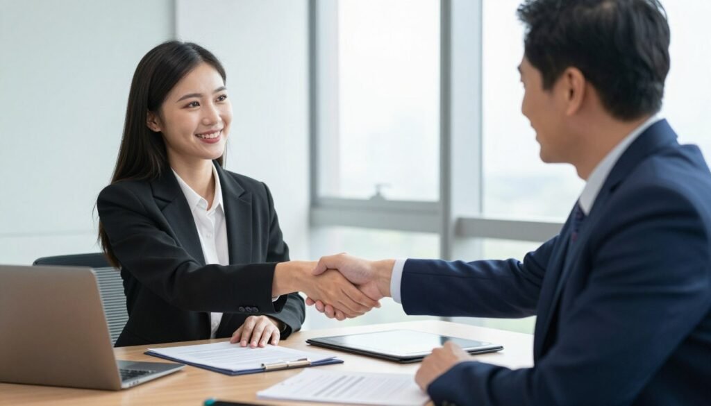 Business handshake between MAIKONG representative and US distributor partner