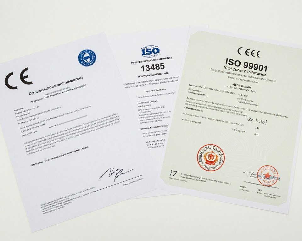 CE and ISO certification documents for medical equipment
