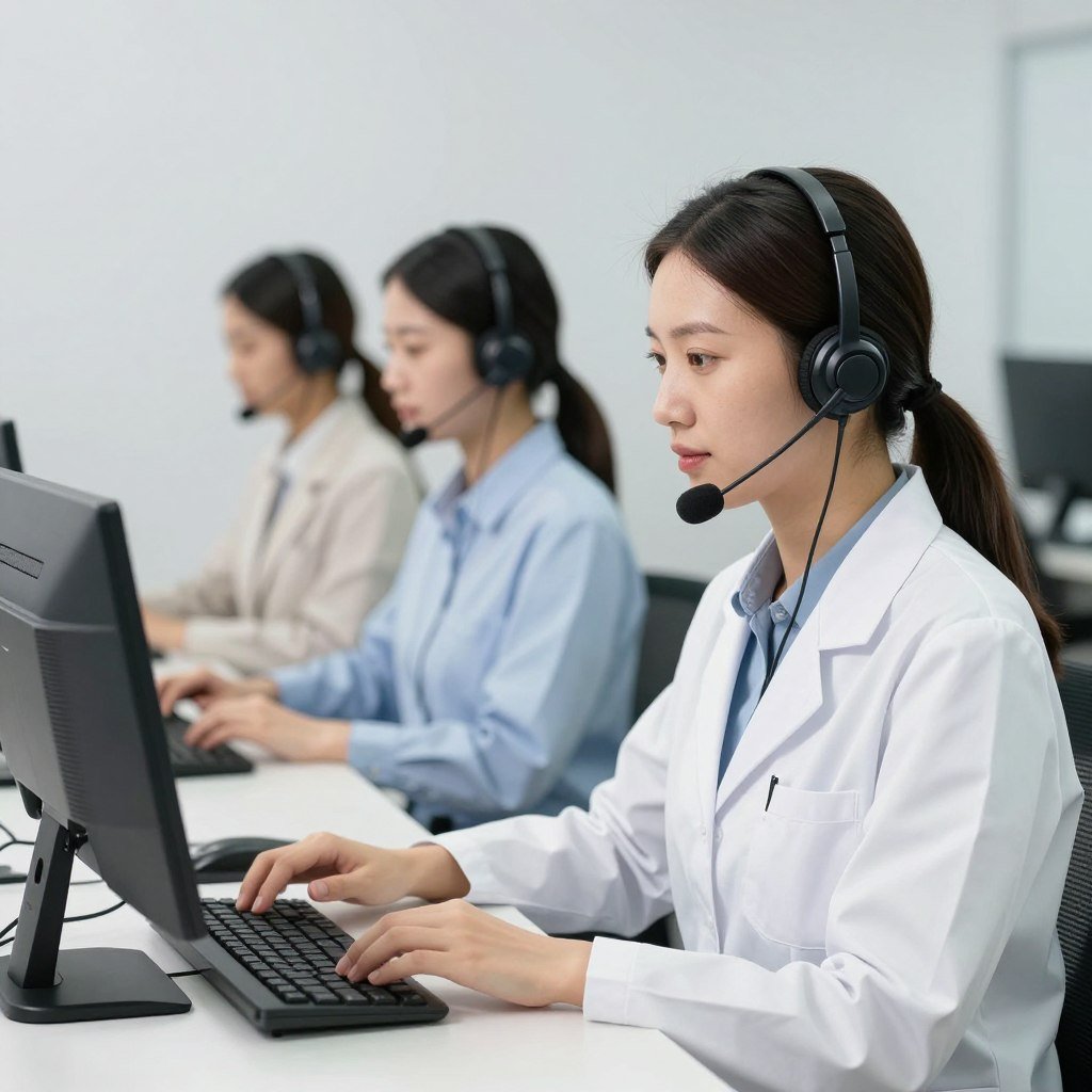Customer service representative providing equipment support