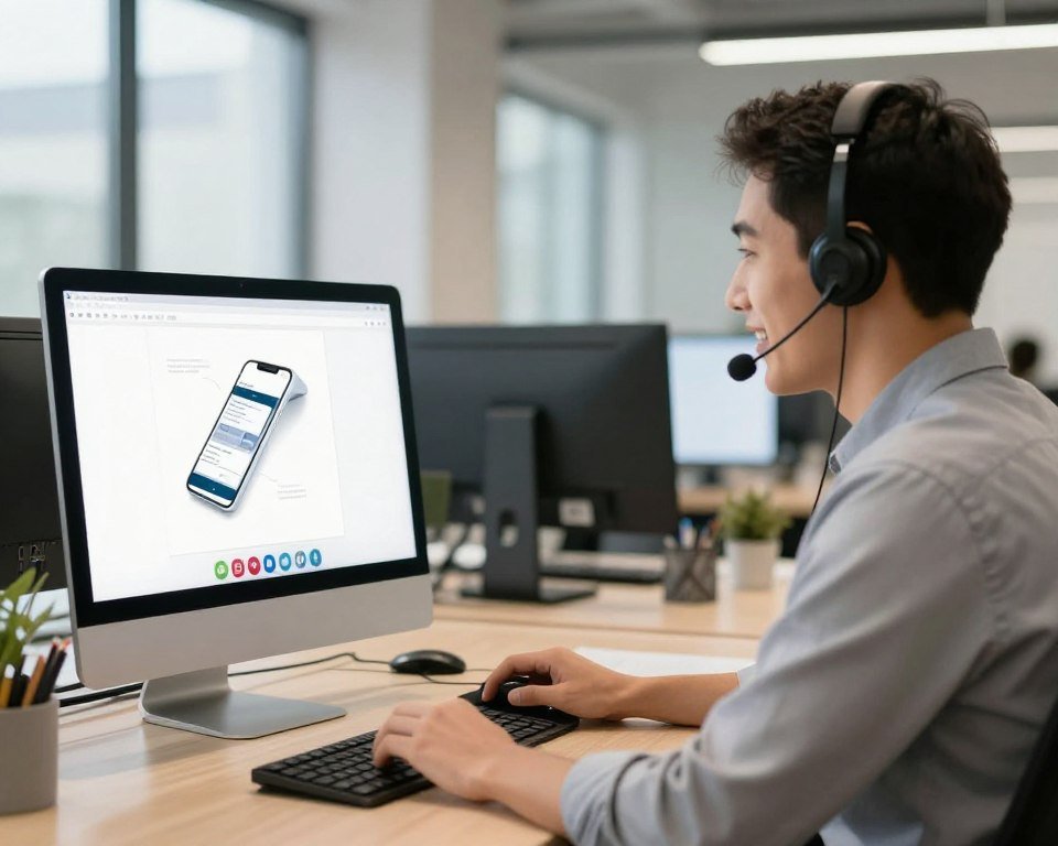 Customer support team assisting client via video call Customer support team assisting client via video call