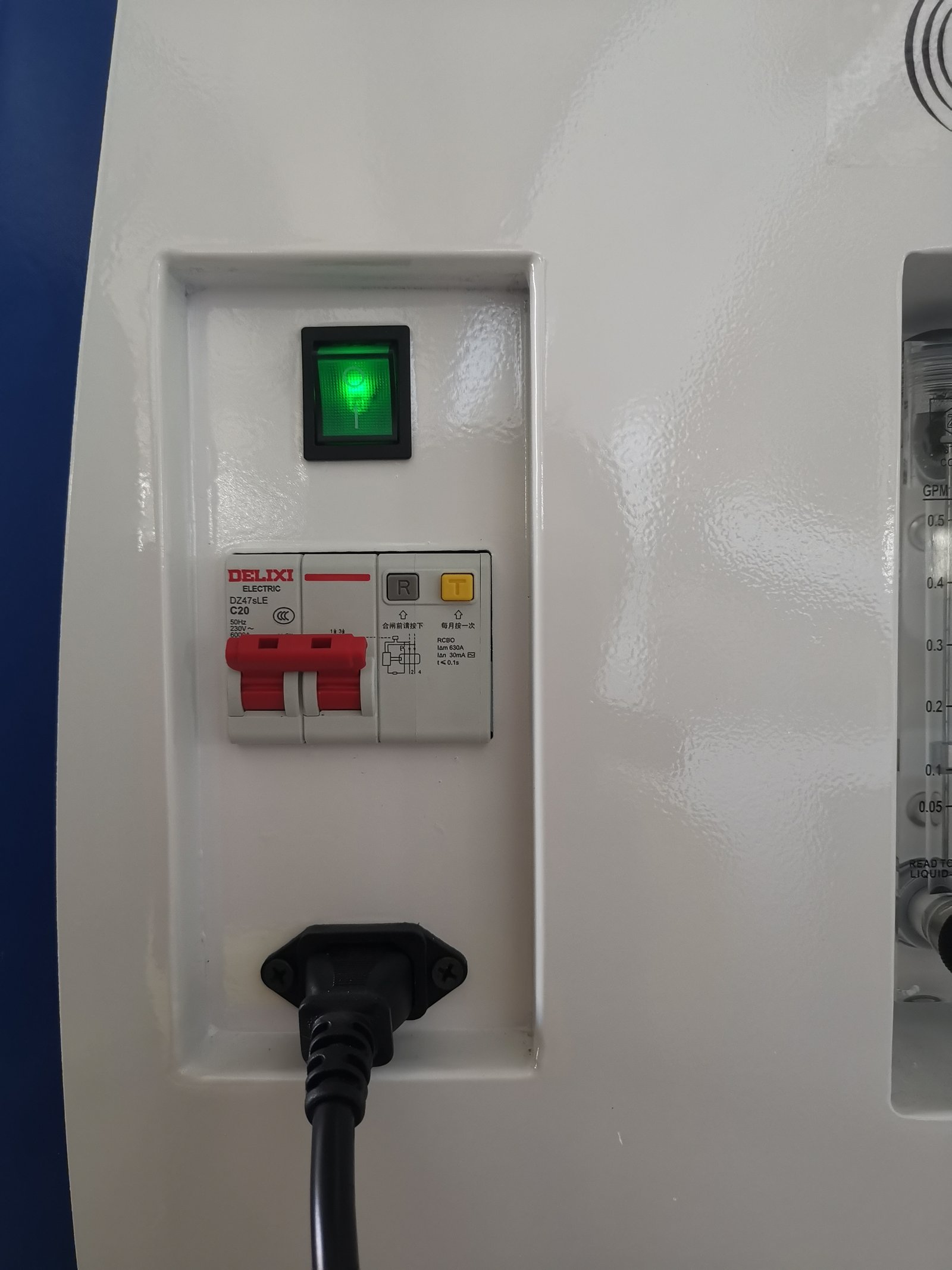 Flow control panel on CKLS equipment