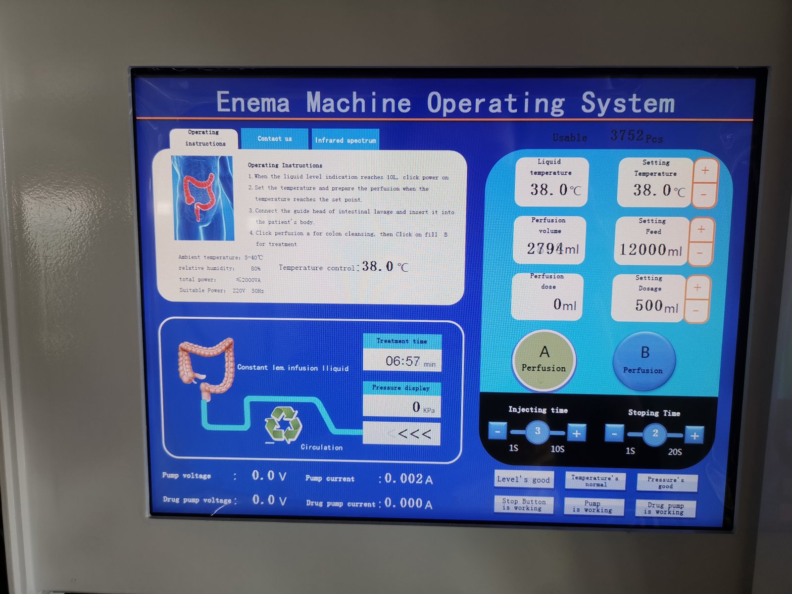 pressure sensing technology display screen showing real-time monitoring