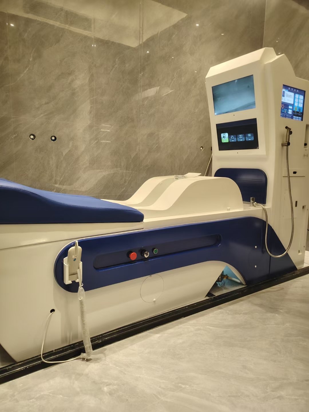 Professional colon hydrotherapy clinic setup with certified medical equipment