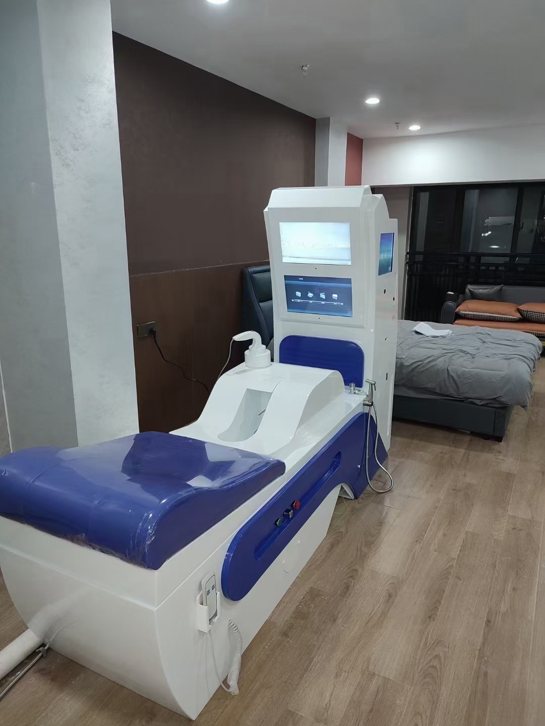 Professional colon hydrotherapy clinic setup with certified medical equipment