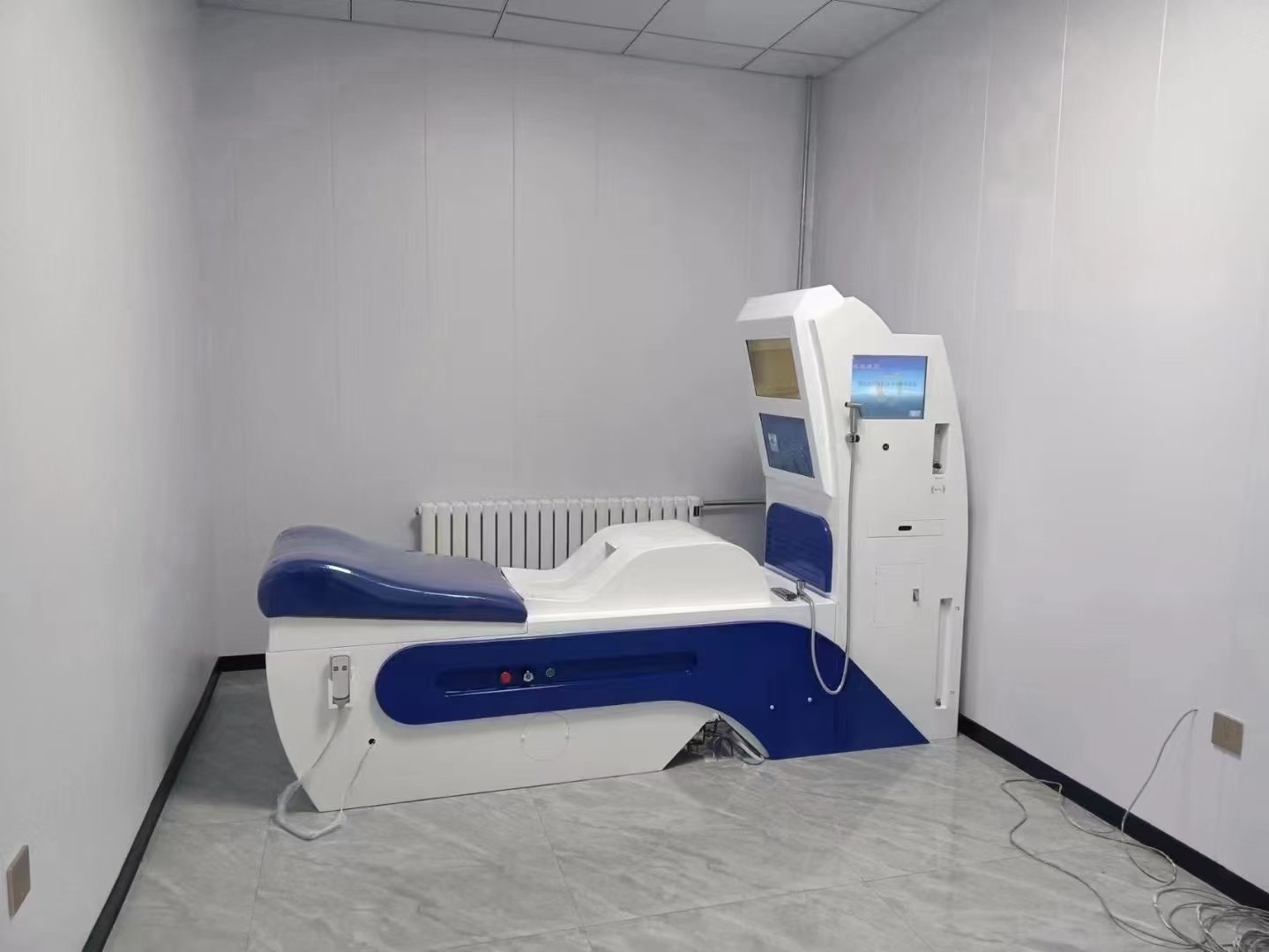 modern wellness clinic interior with professional natural colon cleanse at home equipment setup