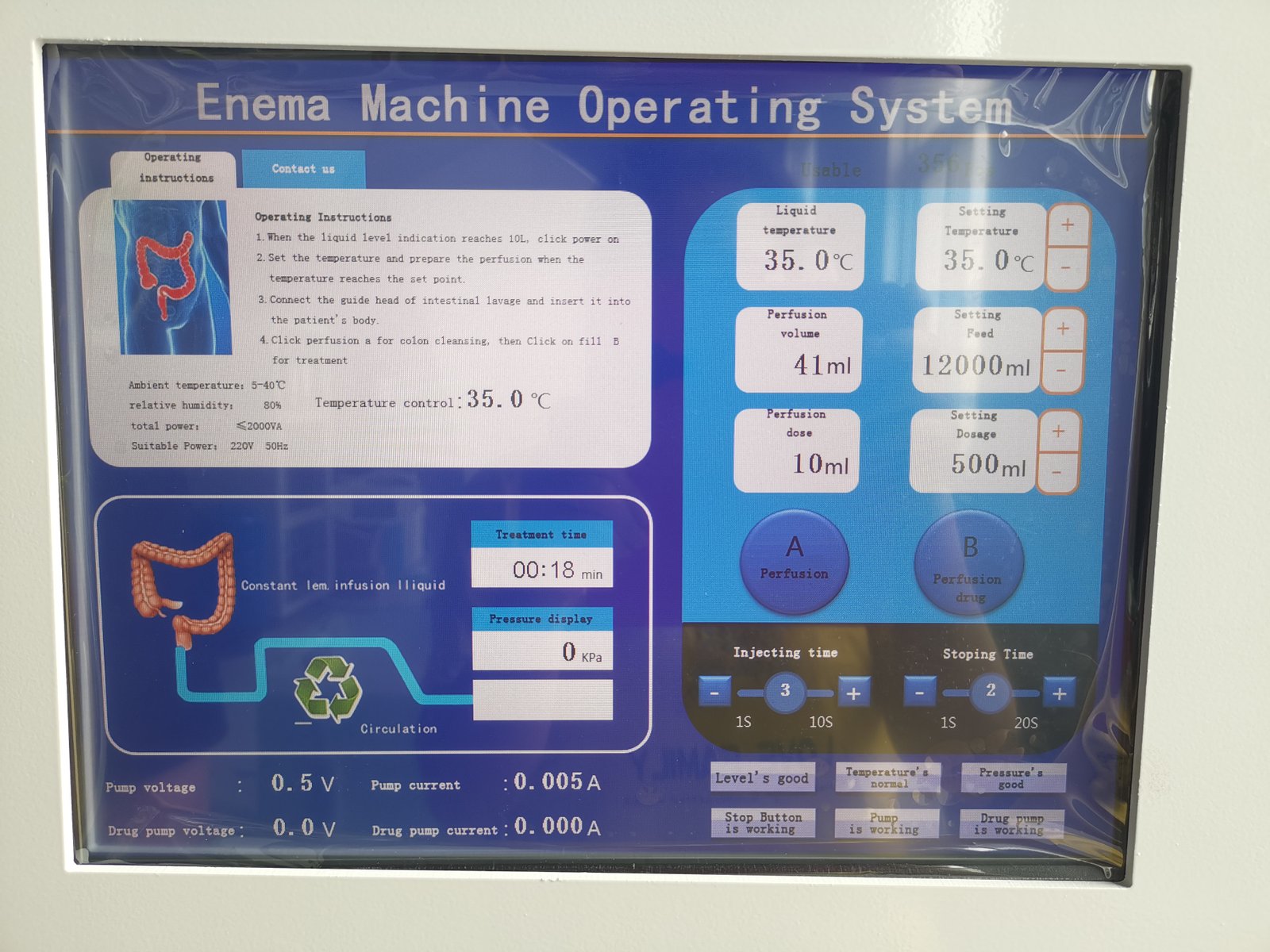 dotolo colonic machine control panel and interface