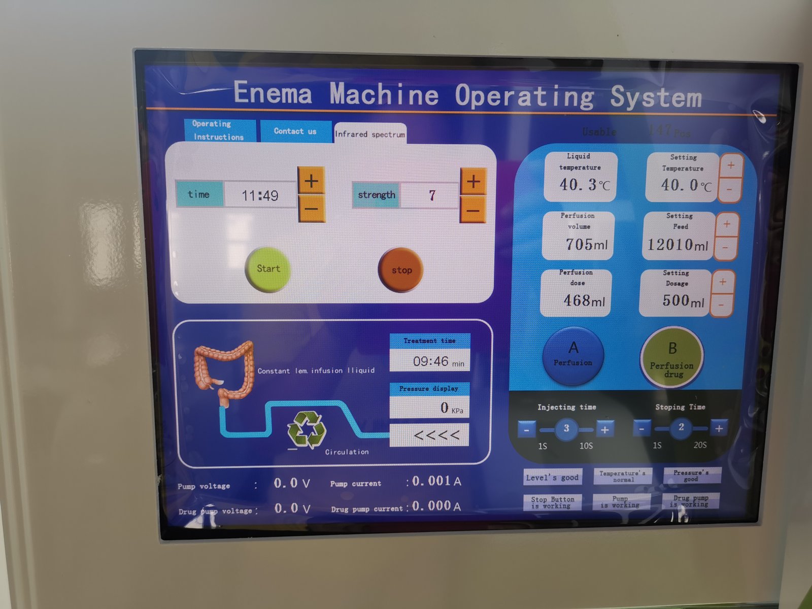 Angel of Water colon hydrotherapy equipment technical specifications display