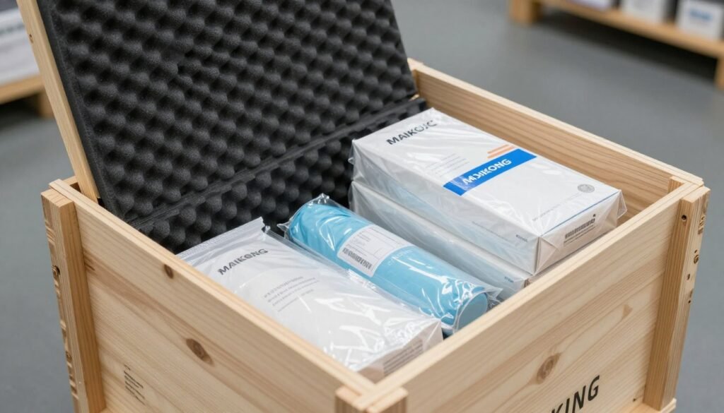 MAIKONG colonic machine packaging showing wooden crate and protective materials