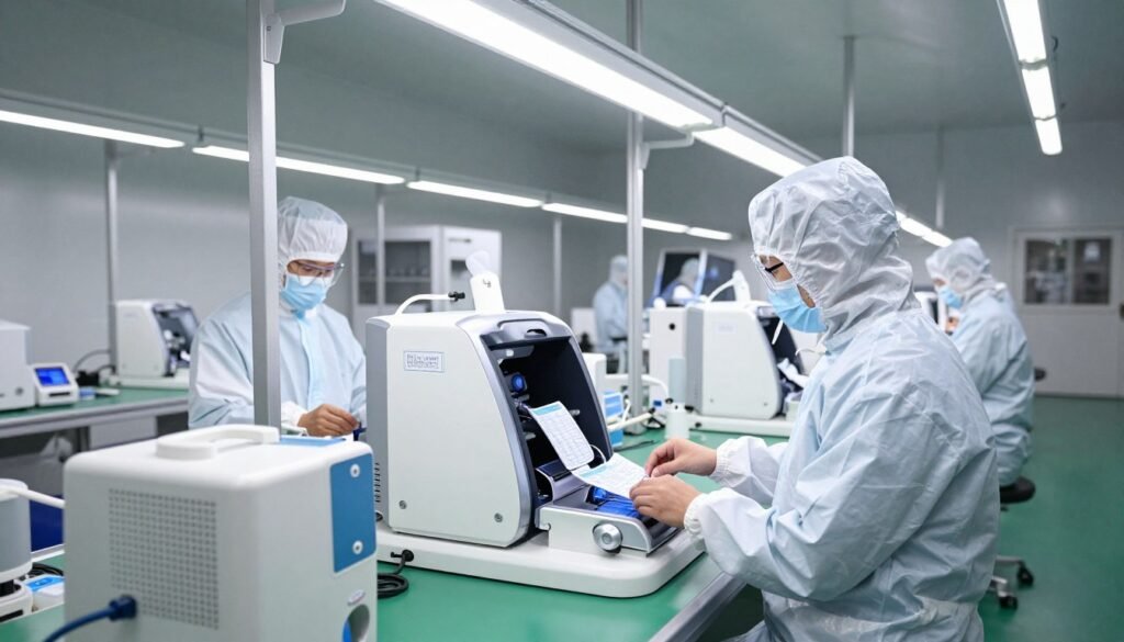 MAIKONG production line showing colonic machines being assembled in clean room environment