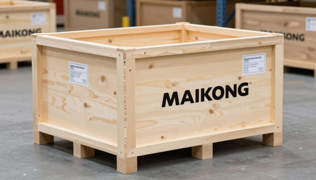 MK-880 colonic machine packaged in protective wooden crate with MAIKONG branding