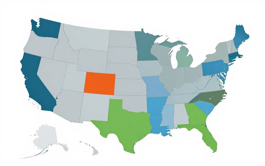 Map of United States showing distributor territories