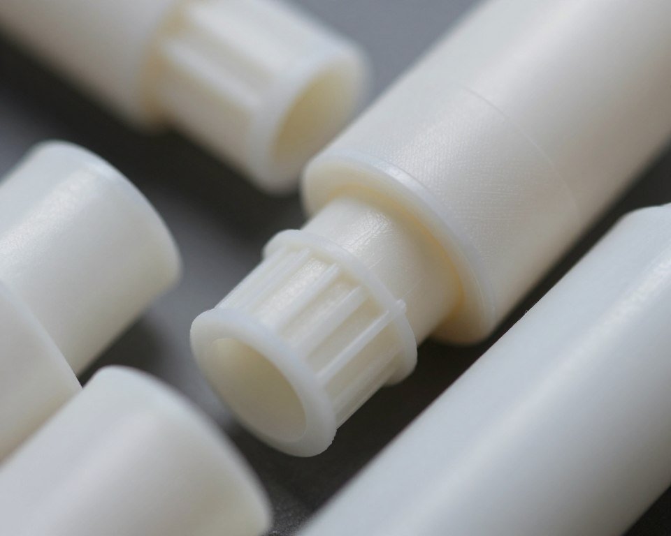 Plastic colonic equipment components close-up