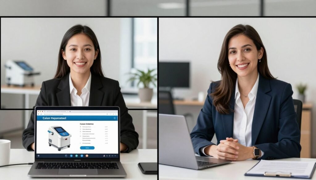 Professional consultation for colonic machine purchase via video call