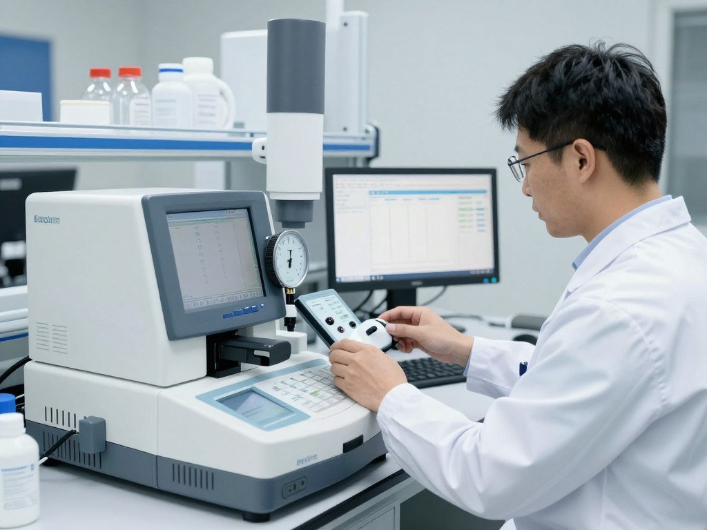 Quality control laboratory with testing equipment for colonic machine safety verification