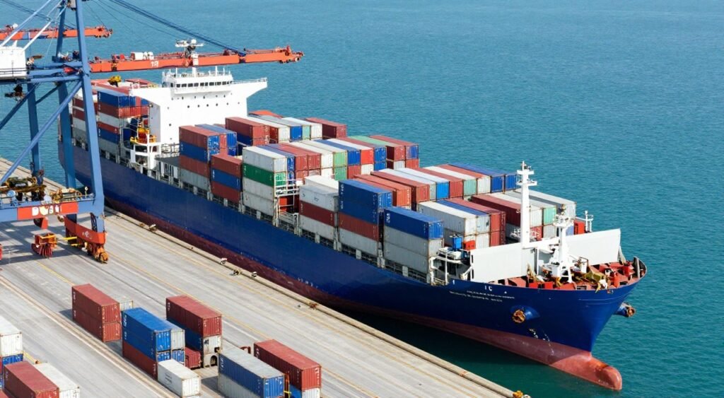 Shipping containers at port ready for international delivery of medical equipment Shipping containers at port ready for international delivery of medical equipment