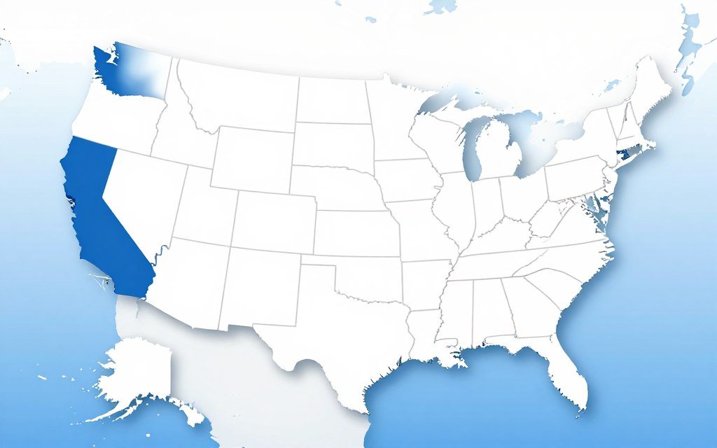 United States map showing dealer territory coverage United States map showing dealer territory coverage