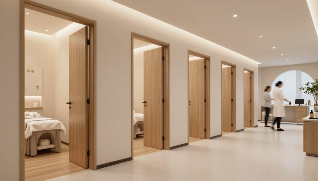 busy wellness center with multiple treatment rooms