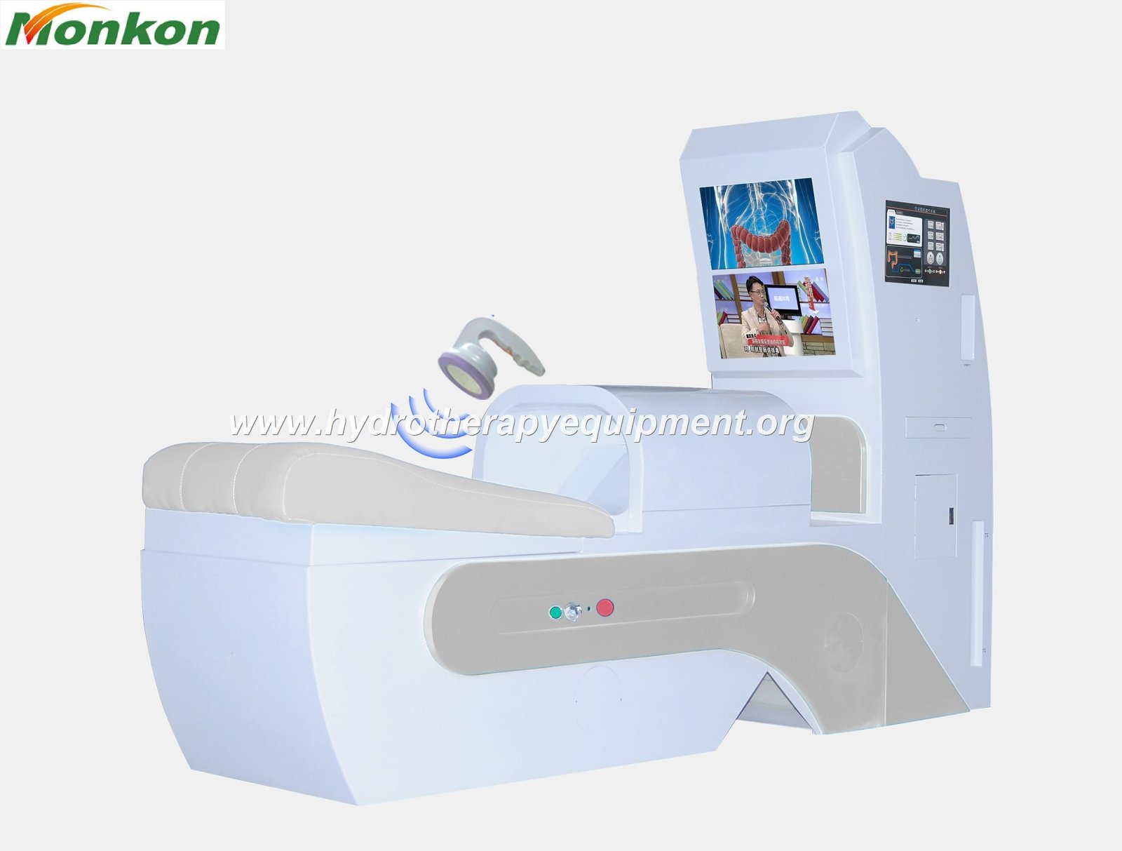 Professional colonic hydrotherapy equipment in modern wellness clinic setting