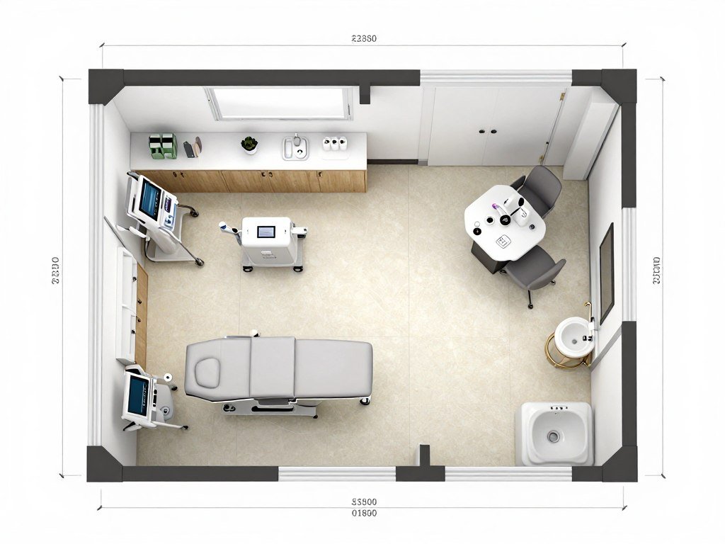 professional treatment room layout showing equipment placement professional treatment room layout showing equipment placement