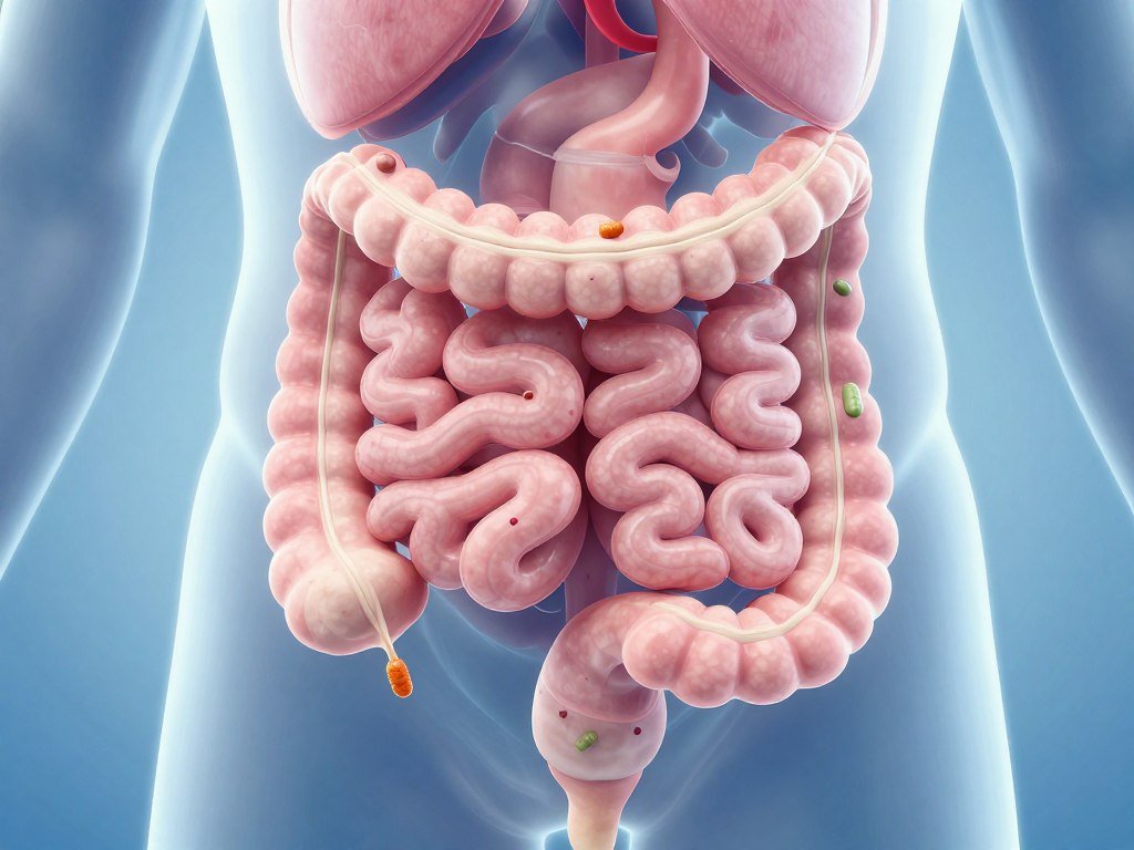Anatomical diagram showing healthy colon and digestive system