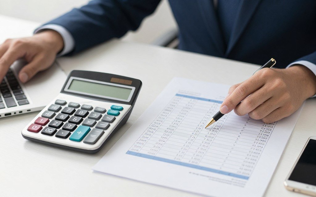 Financial calculator showing total cost of ownership breakdown