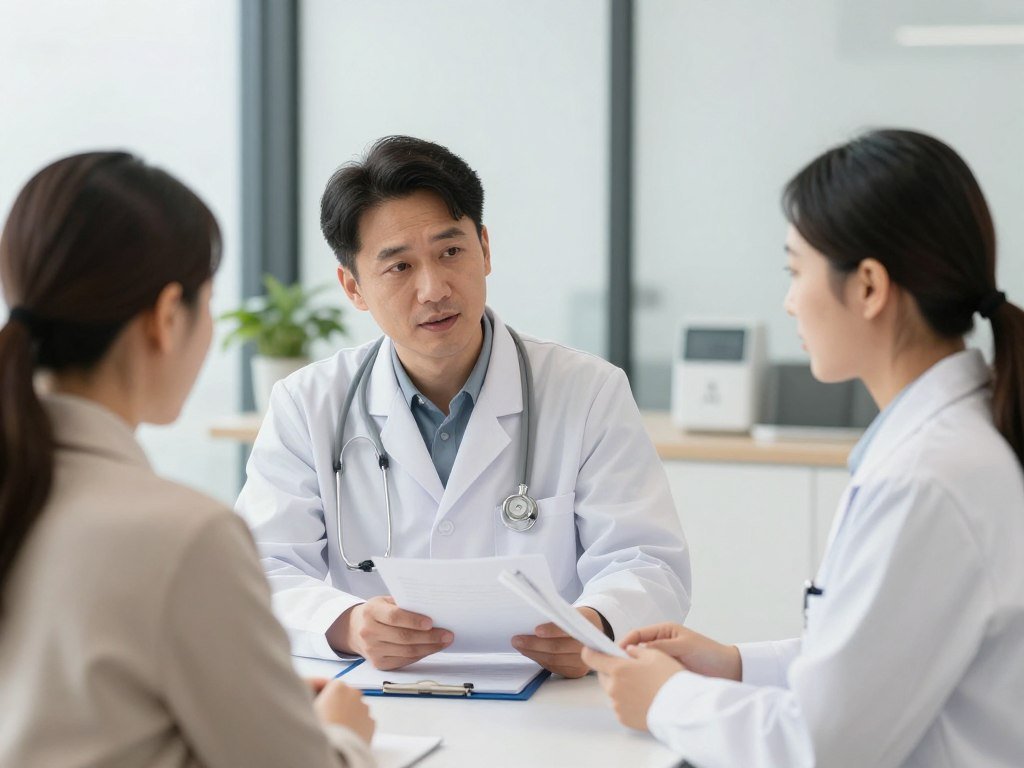 Healthcare professional consulting with client Healthcare professional consulting with client