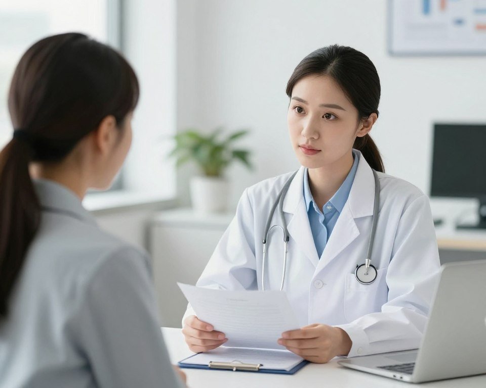 Healthcare professional consulting with patient about digestive health