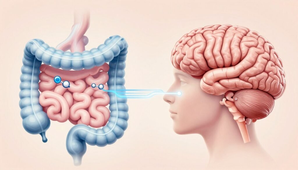 Illustration of gut-brain connection and improved mental clarity after colon cleansing