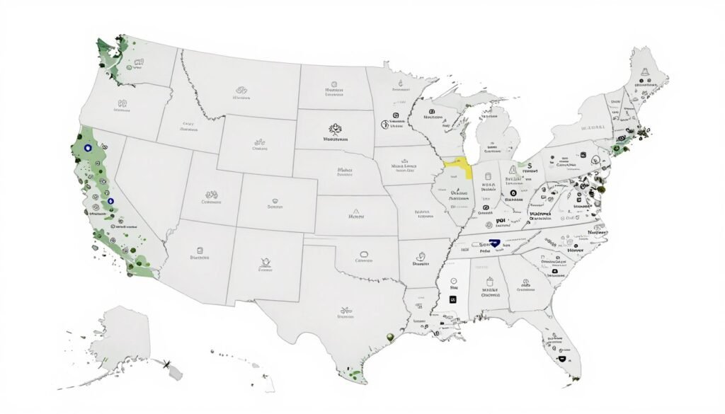 Map of United States showing wellness center distribution