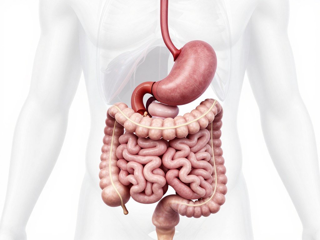 Medical illustration showing human digestive system anatomy Medical illustration showing human digestive system anatomy