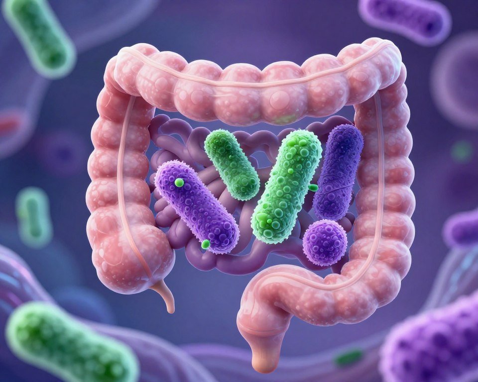 Microscopic view of healthy gut bacteria and intestinal flora