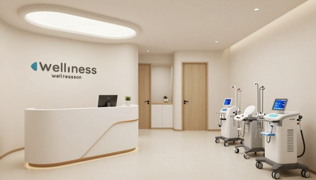 New wellness center with modern equipment and comfortable client areas