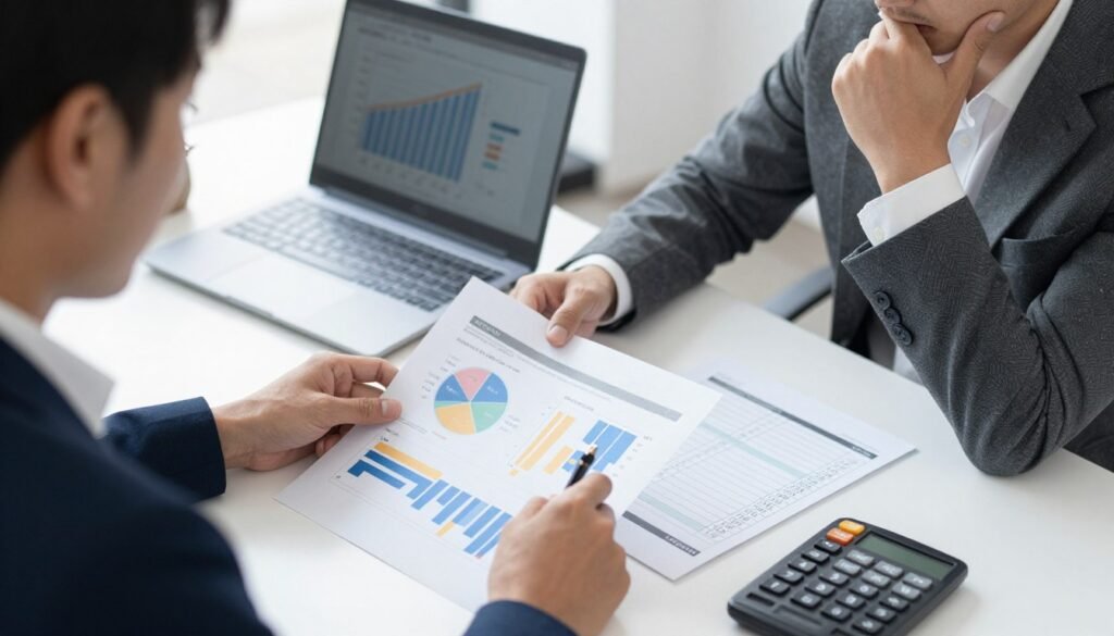 business decision-making process with equipment comparison