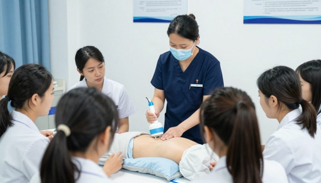 colon hydrotherapy training session with instructor demonstrating proper technique colon hydrotherapy training session with instructor demonstrating proper technique