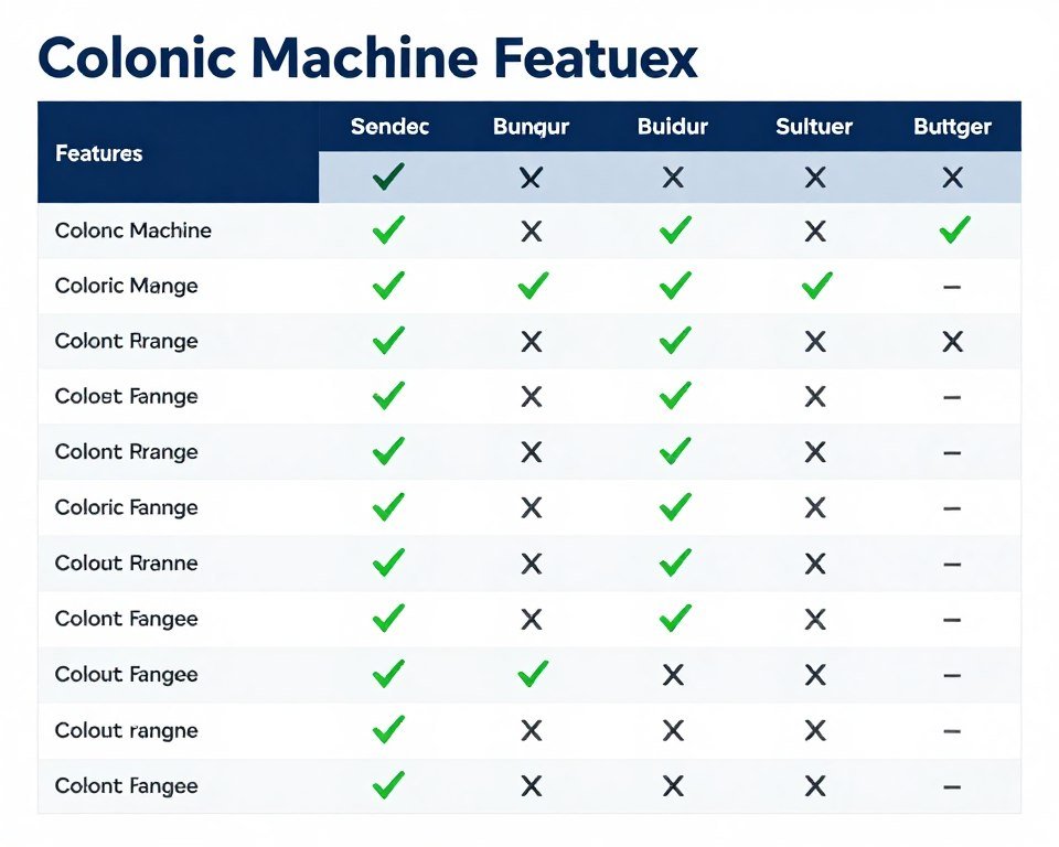 detailed feature comparison chart of colonic machines by price point