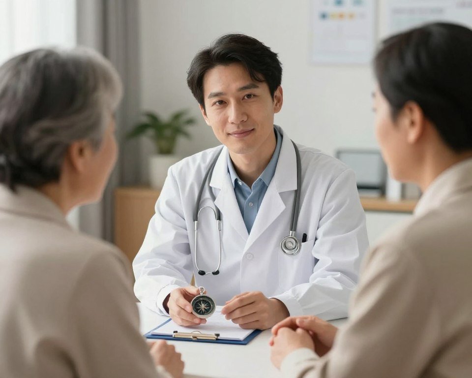 doctor consulting with elderly patient about digestive health