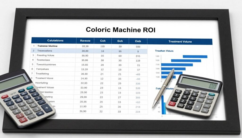 financial calculator with colonic machine ROI projection
