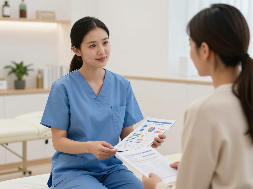 health professional counseling client about digestive wellness