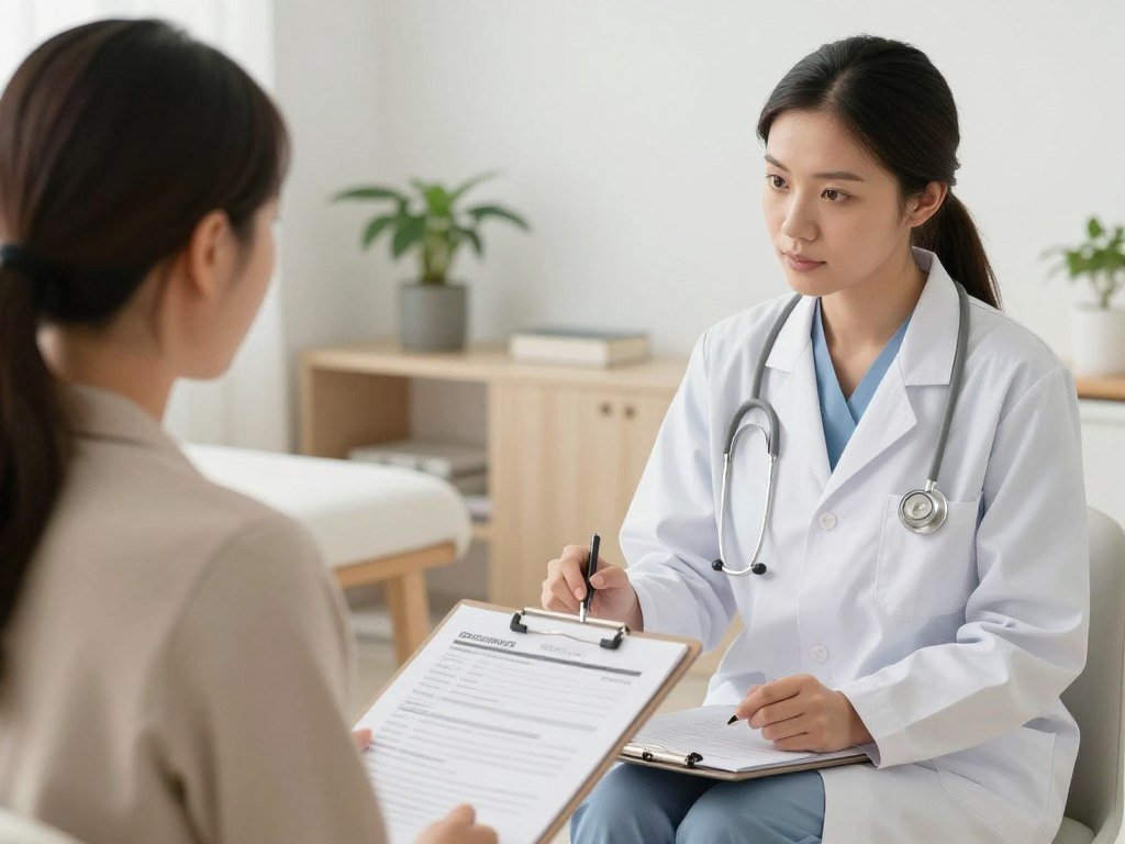 healthcare professional conducting client health screening