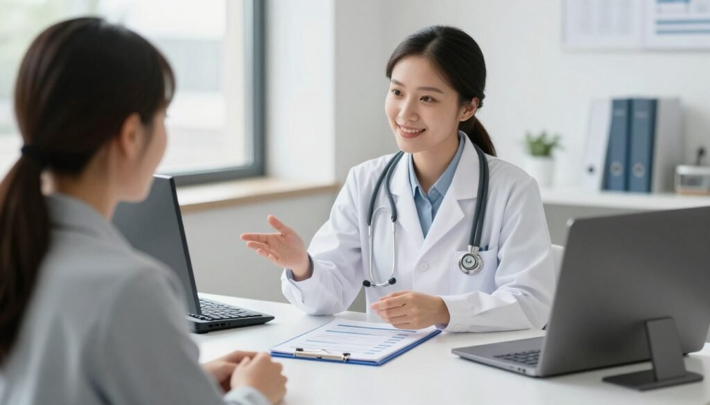 medical consultation between practitioner and patient discussing colon hydrotherapy side effects medical consultation between practitioner and patient discussing colon hydrotherapy side effects