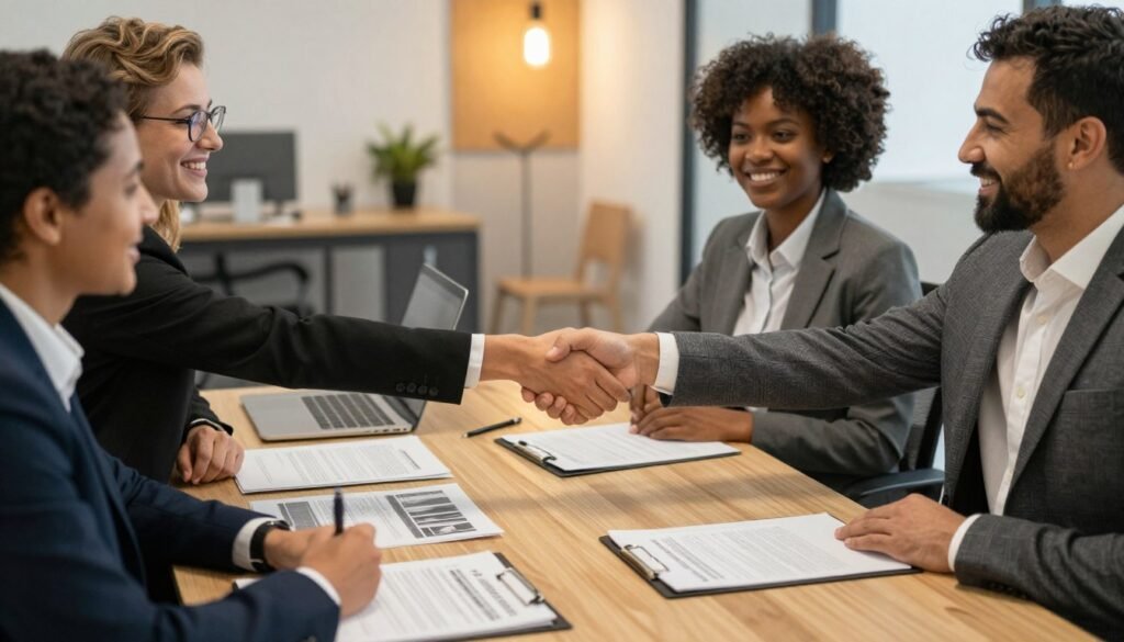 successful business partnership handshake