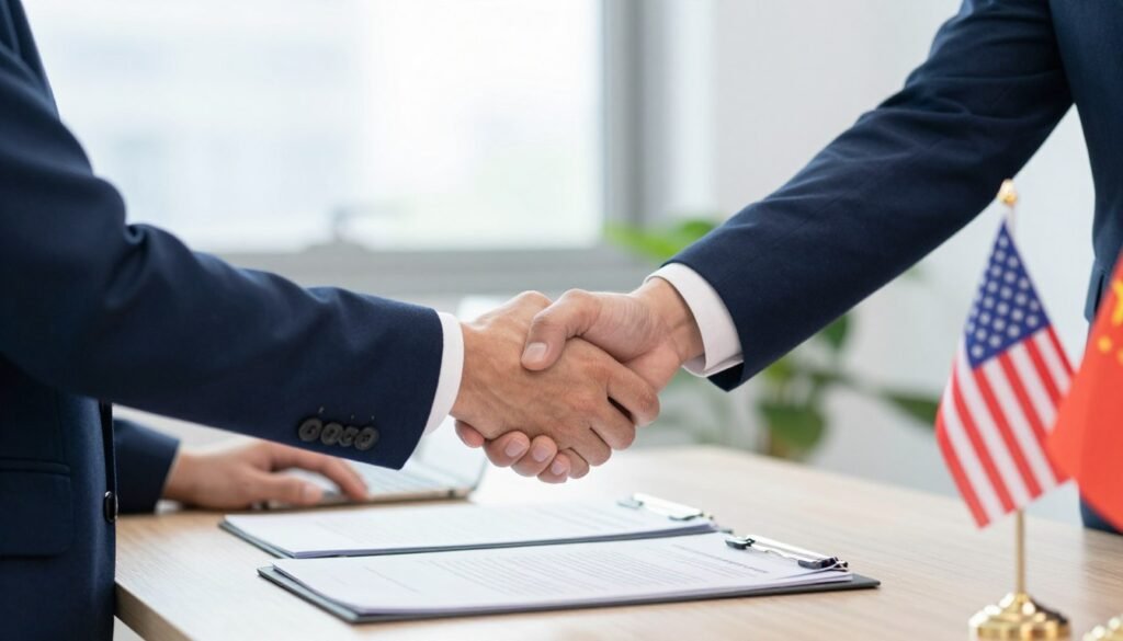 successful business partnership handshake for distribution agreement
