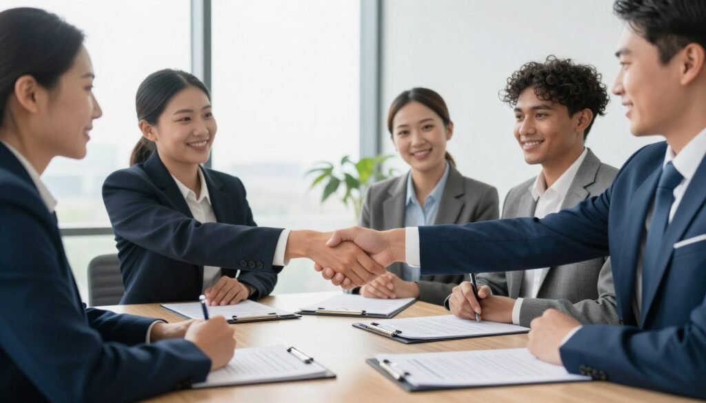 Business handshake symbolizing partnership agreement