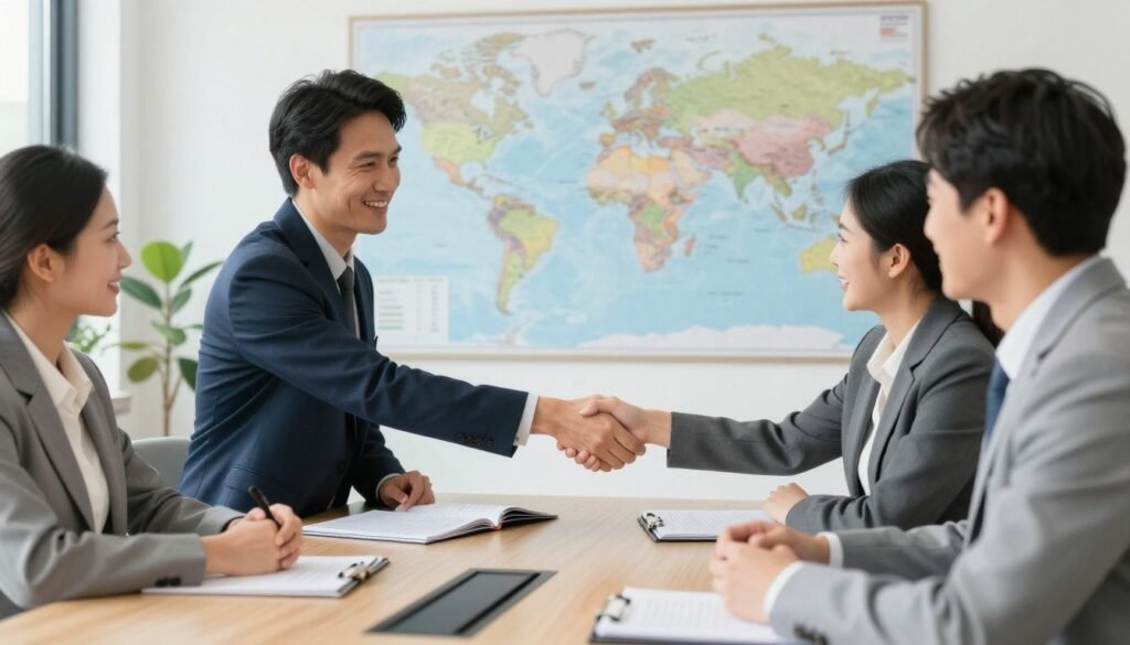 Business partnership handshake representing MAIKONG distributor opportunity