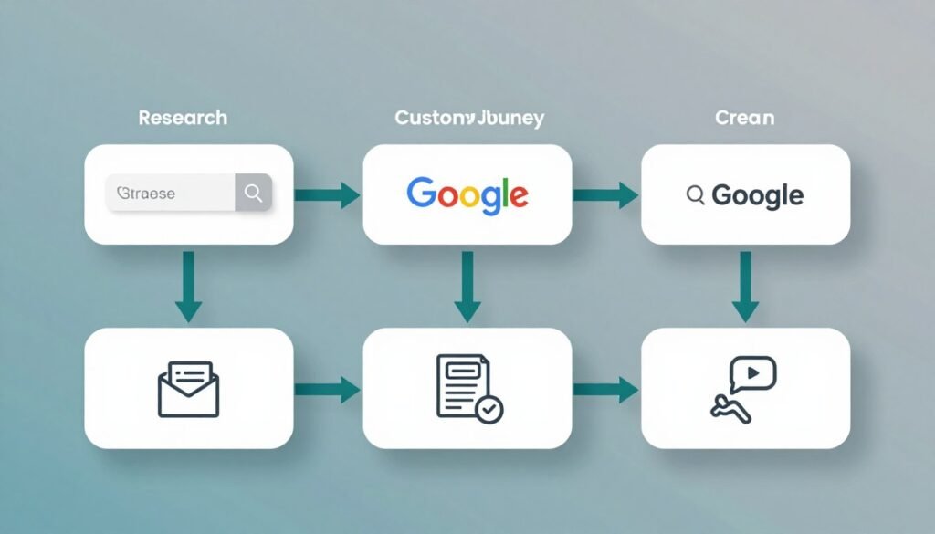 Customer journey flowchart from search to service booking