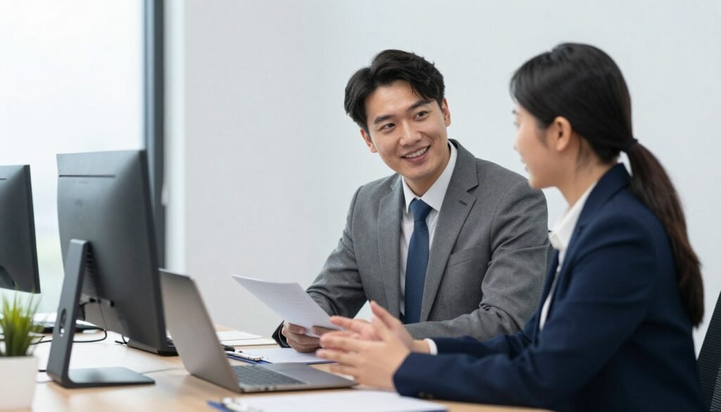 Customer service representative answering buyer questions
