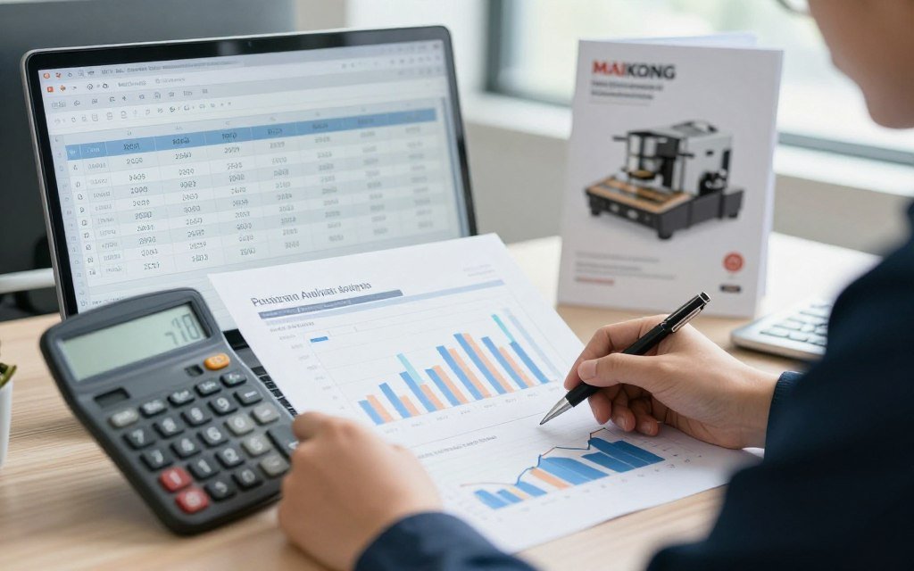 Financial analysis spreadsheet showing ROI calculations for wellness equipment