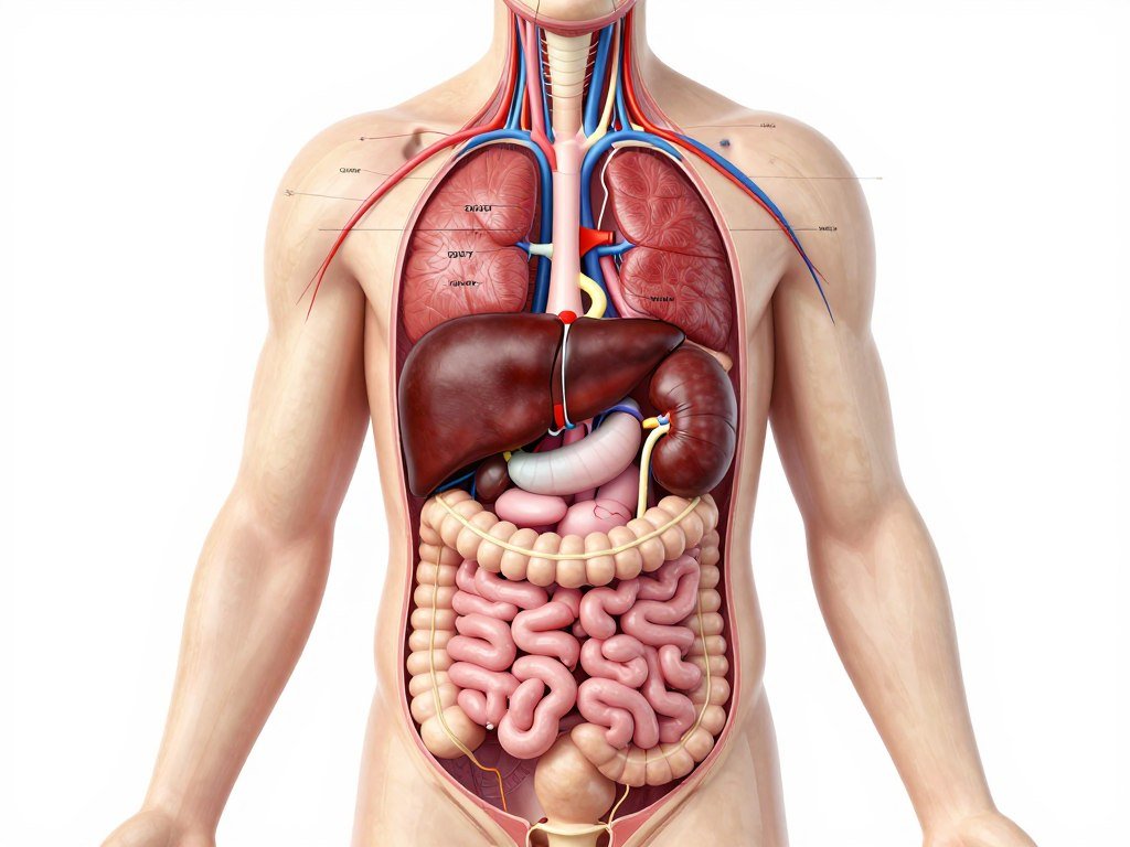 Medical diagram showing liver and kidney detoxification pathways