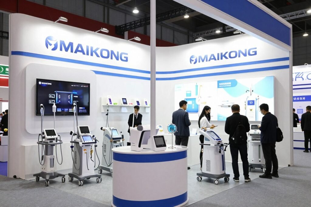 Trade show booth displaying colonic equipment
