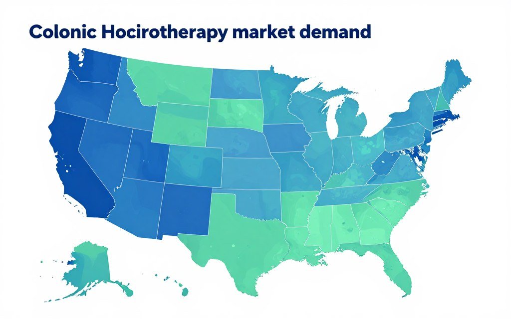 US market map showing geographic distribution of colonic hydrotherapy demand by state
